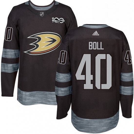 Mens Adidas Anaheim Ducks 40 Jared Boll Authentic Black 1917 2017 100th Anniversary NHL Jersey