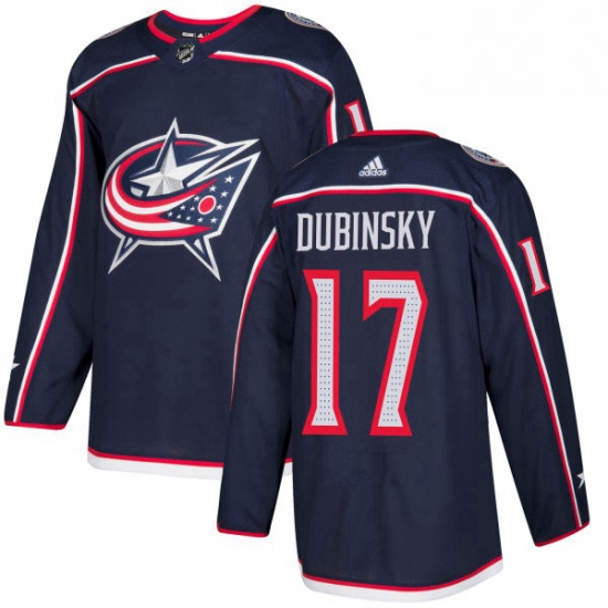 Mens Adidas Columbus Blue Jackets 17 Brandon Dubinsky Authentic Navy Blue Home NHL Jersey