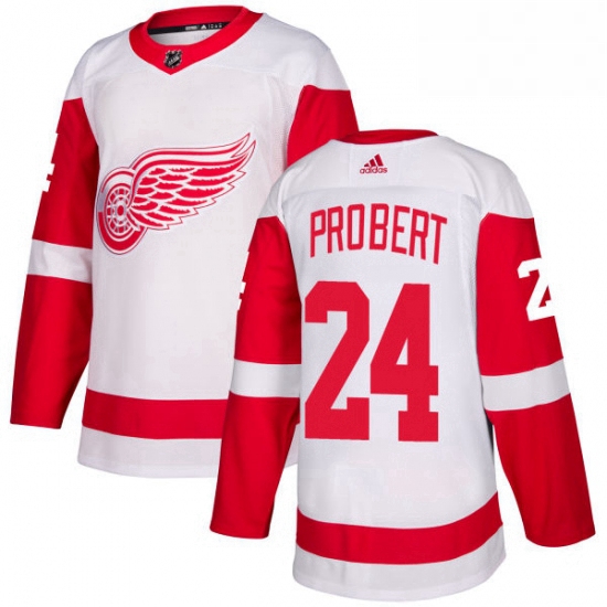 Mens Adidas Detroit Red Wings 24 Bob Probert Authentic White Awa