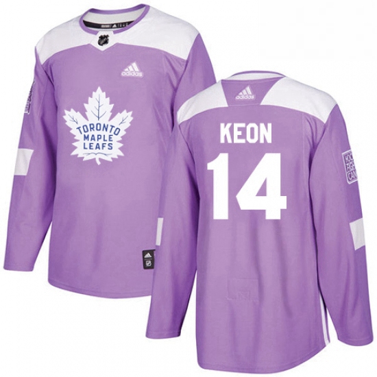 Mens Adidas Toronto Maple Leafs 14 Dave Keon Authentic Purple Fights Cancer Practice NHL Jersey