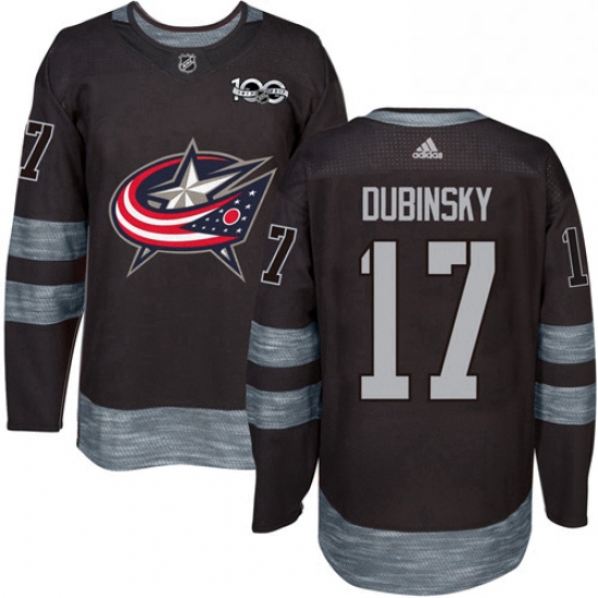 Mens Adidas Columbus Blue Jackets 17 Brandon Dubinsky Premier Black 1917 2017 100th Anniversary NHL 