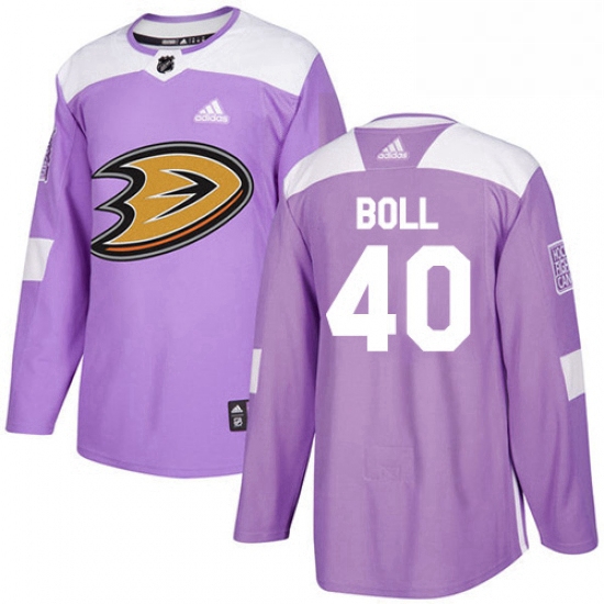 Mens Adidas Anaheim Ducks 40 Jared Boll Authentic Purple Fights Cancer Practice NHL Jersey