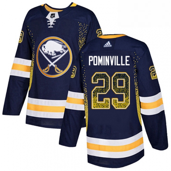 Mens Adidas Buffalo Sabres 29 Jason Pominville Authentic Navy Blue Drift Fashion NHL Jersey