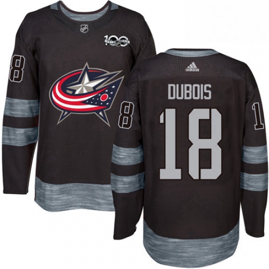 Mens Adidas Columbus Blue Jackets 18 Pierre Luc Dubois Authentic Black 1917 2017 100th Anniversary N