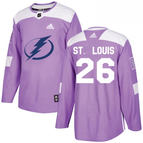 Mens Adidas Tampa Bay Lightning 26 Martin St Louis Authentic Purple Fights Cancer Practice NHL Jerse