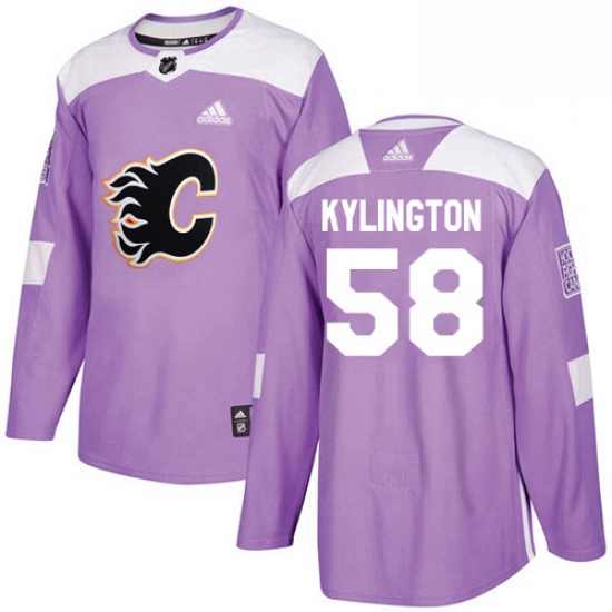 Mens Adidas Calgary Flames 58 Oliver Kylington Authentic Purple 