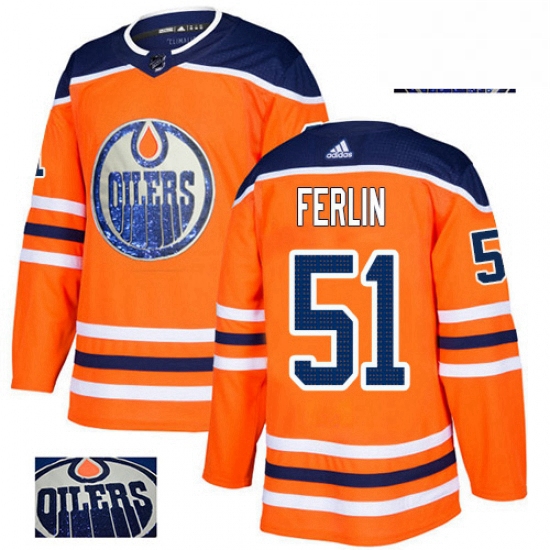 Mens Adidas Edmonton Oilers 51 Brian Ferlin Authentic Orange Fashion Gold NHL Jersey