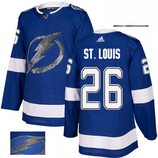 Mens Adidas Tampa Bay Lightning 26 Martin St Louis Authentic Royal Blue Fashion Gold NHL Jersey