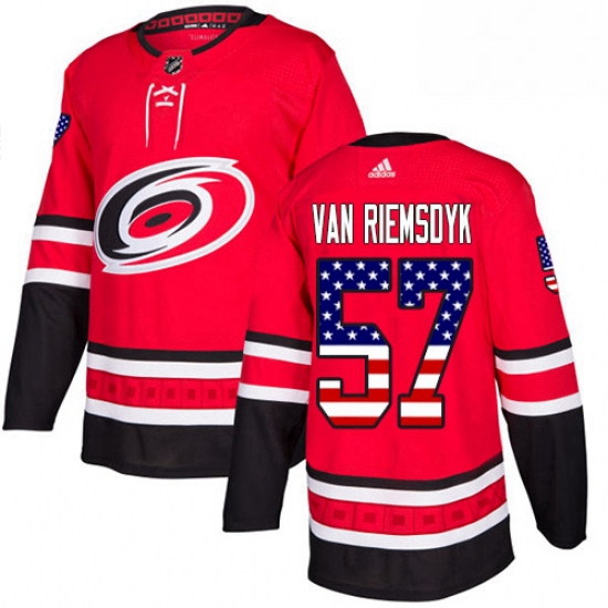 Mens Adidas Carolina Hurricanes 57 Trevor Van Riemsdyk Authentic Red USA Flag Fashion NHL Jersey