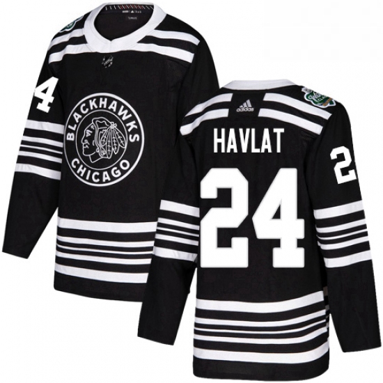 Mens Adidas Chicago Blackhawks 24 Martin Havlat Authentic Black 2019 Winter Classic NHL Jersey