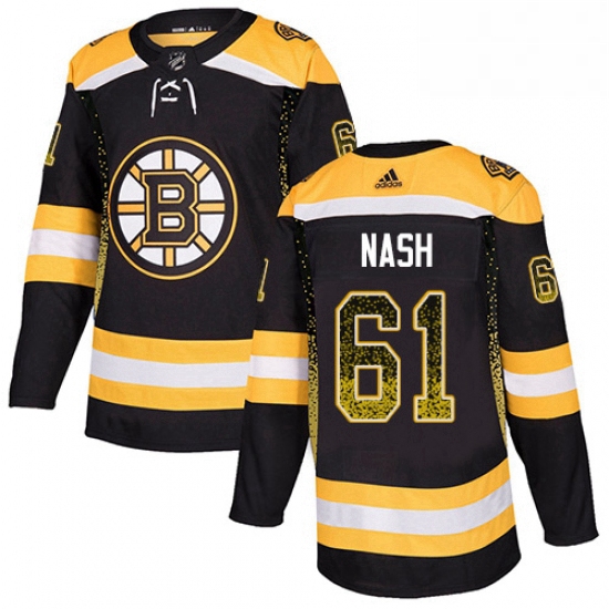 Mens Adidas Boston Bruins 61 Rick Nash Authentic Black Drift Fashion NHL Jersey