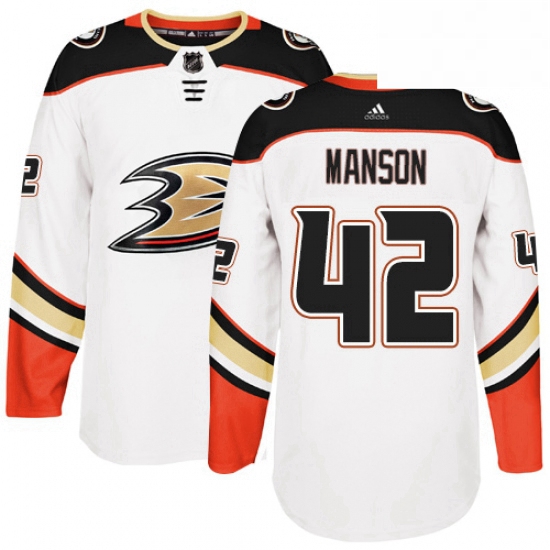 Mens Adidas Anaheim Ducks 42 Josh Manson Authentic White Away NHL Jersey