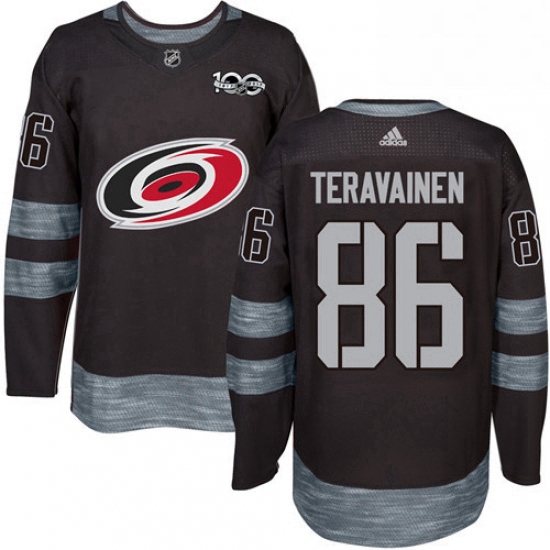 Mens Adidas Carolina Hurricanes 86 Teuvo Teravainen Authentic Black 1917 2017 100th Anniversary NHL 