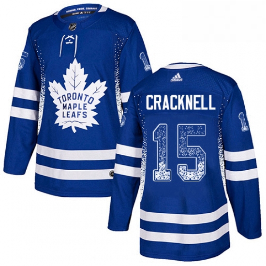 Mens Adidas Toronto Maple Leafs 15 Adam Cracknell Authentic Blue Drift Fashion NHL Jersey