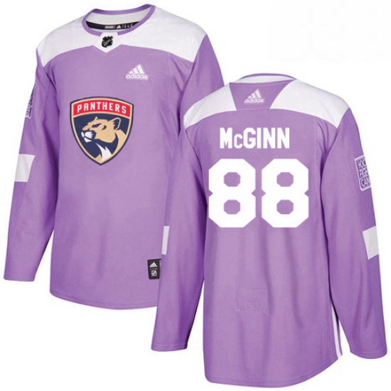 Mens Adidas Florida Panthers 88 Jamie McGinn Authentic Purple Fights Cancer Practice NHL Jersey