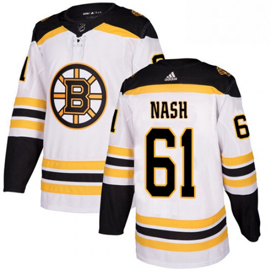 Mens Adidas Boston Bruins 61 Rick Nash Authentic White Away NHL Jersey