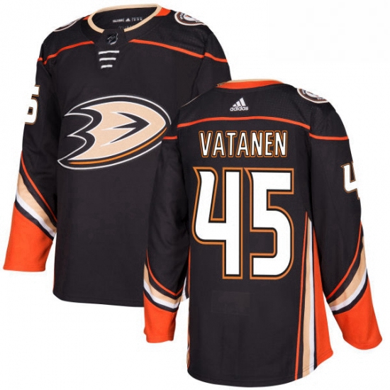 Mens Adidas Anaheim Ducks 45 Sami Vatanen Authentic Black Home NHL Jersey