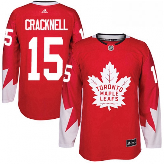 Mens Adidas Toronto Maple Leafs 15 Adam Cracknell Authentic Red Alternate NHL Jersey