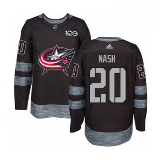 Mens Adidas Columbus Blue Jackets 20 Riley Nash Authentic Black 1917 2017 100th Anniversary NHL Jers