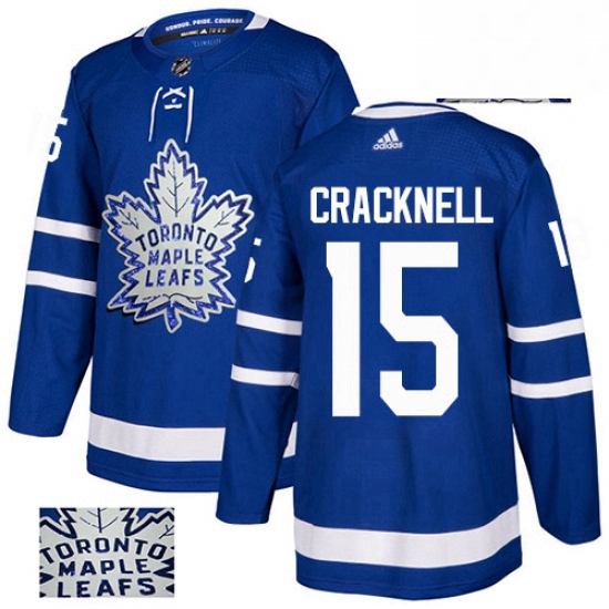 Mens Adidas Toronto Maple Leafs 15 Adam Cracknell Authentic Royal Blue Fashion Gold NHL Jersey