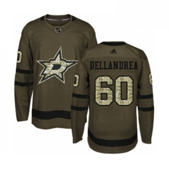 Mens Adidas Dallas Stars 60 Ty Dellandrea Authentic Green Salute to Service NHL Jersey