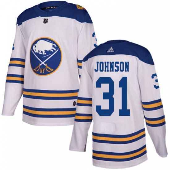 Mens Adidas Buffalo Sabres 31 Chad Johnson Authentic White 2018 Winter Classic NHL Jersey