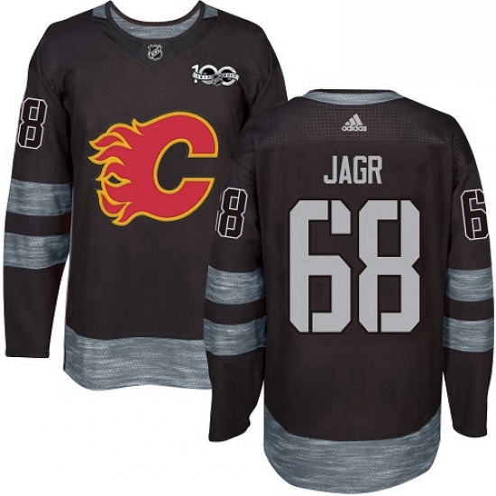 Mens Adidas Calgary Flames 68 Jaromir Jagr Authentic Black 1917 2017 100th Anniversary NHL Jersey