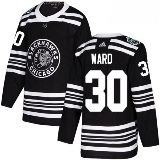 Mens Adidas Chicago Blackhawks 30 Cam Ward Authentic Black 2019 Winter Classic NHL Jerse