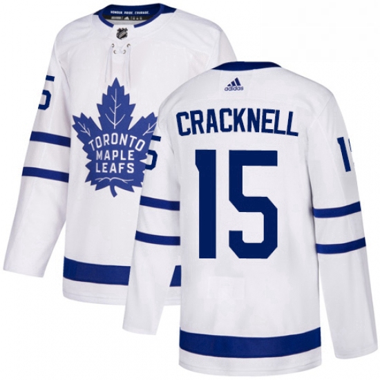 Mens Adidas Toronto Maple Leafs 15 Adam Cracknell Authentic White Away NHL Jersey