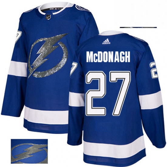 Mens Adidas Tampa Bay Lightning 27 Ryan McDonagh Authentic Royal Blue Fashion Gold NHL Jerse