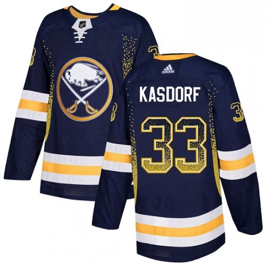 Mens Adidas Buffalo Sabres 33 Jason Kasdorf Authentic Navy Blue Drift Fashion NHL Jersey