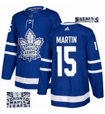 Mens Adidas Toronto Maple Leafs 15 Matt Martin Authentic Royal Blue Fashion Gold NHL Jersey