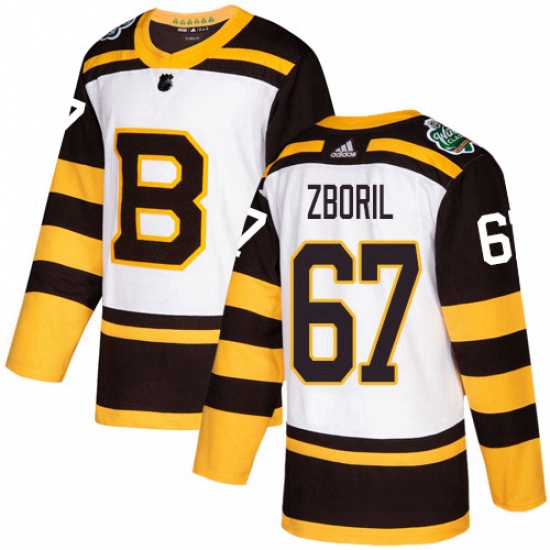 Mens Adidas Boston Bruins 67 Jakub Zboril Authentic White 2019 Winter Classic NHL Jersey