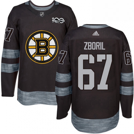 Mens Adidas Boston Bruins 67 Jakub Zboril Premier Black 1917 2017 100th Anniversary NHL Jersey