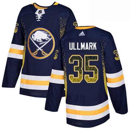 Mens Adidas Buffalo Sabres 35 Linus Ullmark Authentic Navy Blue Drift Fashion NHL Jersey