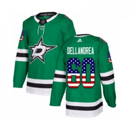 Mens Adidas Dallas Stars 60 Ty Dellandrea Authentic Green USA Flag Fashion NHL Jersey