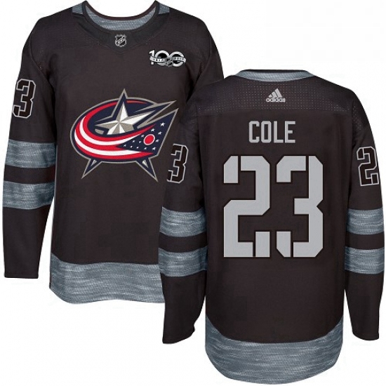 Mens Adidas Columbus Blue Jackets 23 Ian Cole Authentic Black 1917 2017 100th Anniversary NHL Jersey