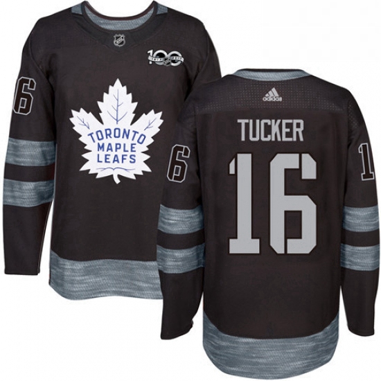 Mens Adidas Toronto Maple Leafs 16 Darcy Tucker Authentic Black 1917 2017 100th Anniversary NHL Jers