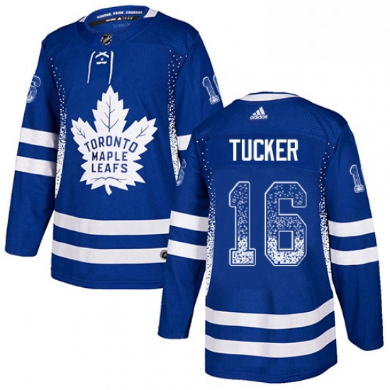 Mens Adidas Toronto Maple Leafs 16 Darcy Tucker Authentic Blue Drift Fashion NHL Jersey