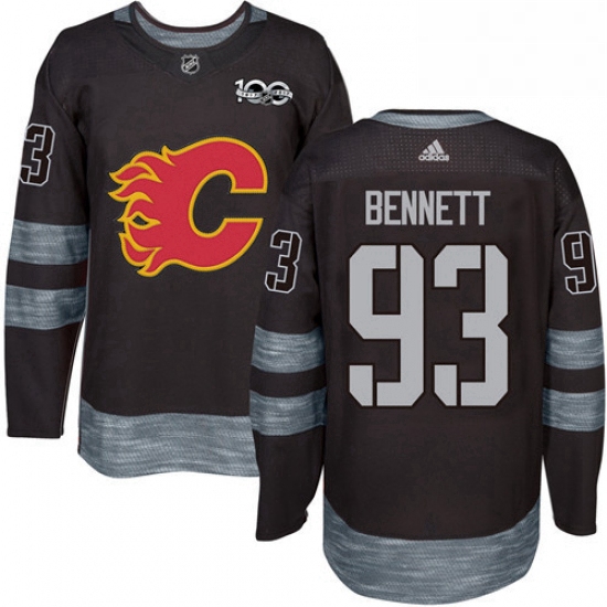 Mens Adidas Calgary Flames 93 Sam Bennett Authentic Black 1917 2017 100th Anniversary NHL Jersey