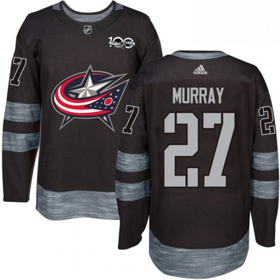 Mens Adidas Columbus Blue Jackets 27 Ryan Murray Authentic Black 1917 2017 100th Anniversary NHL Jer