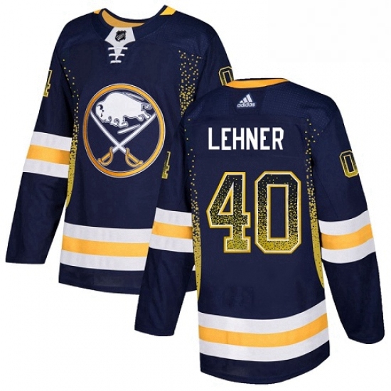 Mens Adidas Buffalo Sabres 40 Robin Lehner Authentic Navy Blue Drift Fashion NHL Jersey