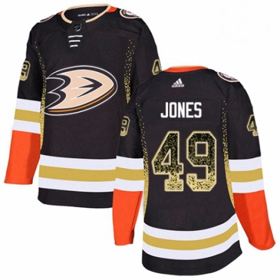 Mens Adidas Anaheim Ducks 49 Max Jones Authentic Black Drift Fashion NHL Jersey