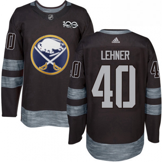 Mens Adidas Buffalo Sabres 40 Robin Lehner Premier Black 1917 2017 100th Anniversary NHL Jersey