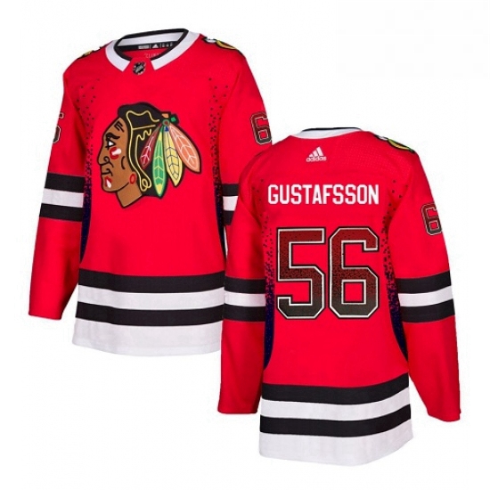 Mens Adidas Chicago Blackhawks 56 Erik Gustafsson Authentic Red Drift Fashion NHL Jersey