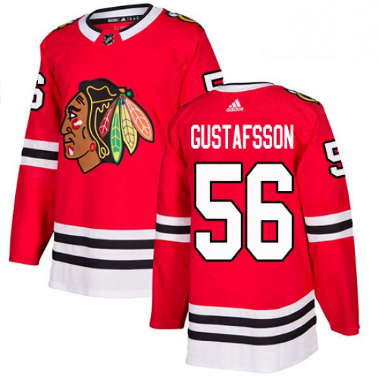 Mens Adidas Chicago Blackhawks 56 Erik Gustafsson Authentic Red Home NHL Jersey