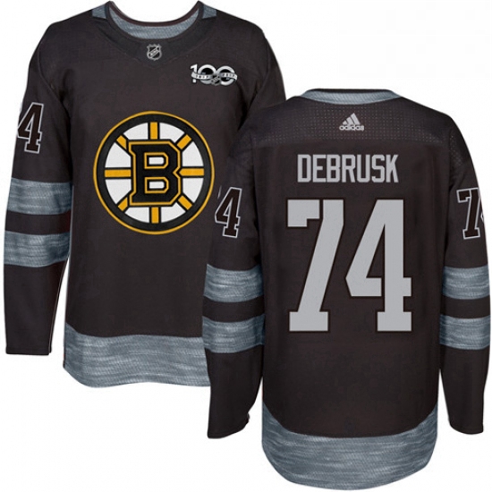 Mens Adidas Boston Bruins 74 Jake DeBrusk Authentic Black 1917 2017 100th Anniversary NHL Jersey