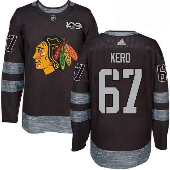 Mens Adidas Chicago Blackhawks 67 Tanner Kero Authentic Black 1917 2017 100th Anniversary NHL Jersey