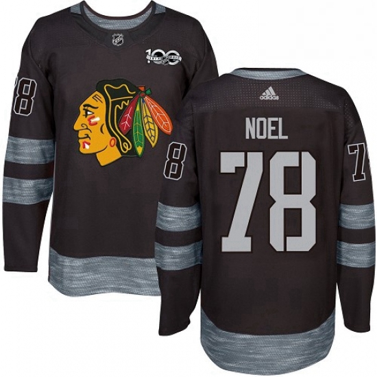 Mens Adidas Chicago Blackhawks 78 Nathan Noel Authentic Black 1917 2017 100th Anniversary NHL Jersey