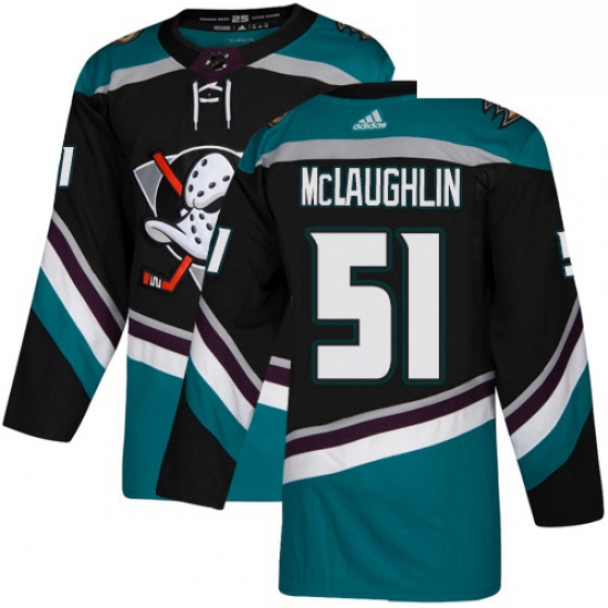 Mens Adidas Anaheim Ducks 51 Blake McLaughlin Authentic Black Teal Third NHL Jersey